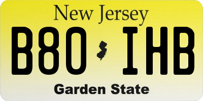 NJ license plate B80IHB