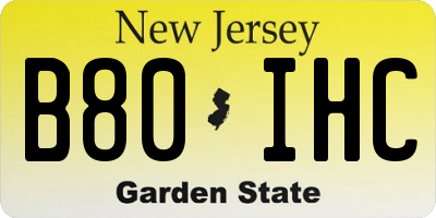 NJ license plate B80IHC