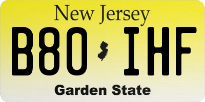 NJ license plate B80IHF