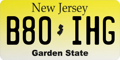 NJ license plate B80IHG