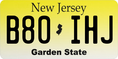 NJ license plate B80IHJ
