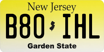 NJ license plate B80IHL