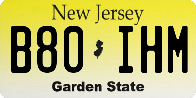 NJ license plate B80IHM