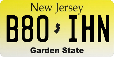 NJ license plate B80IHN