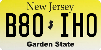 NJ license plate B80IHO