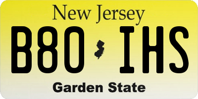 NJ license plate B80IHS