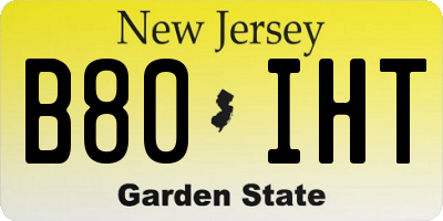 NJ license plate B80IHT