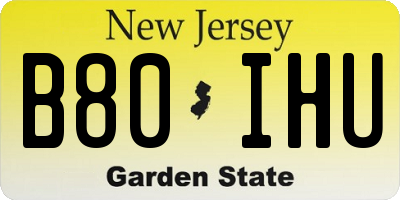 NJ license plate B80IHU