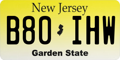 NJ license plate B80IHW