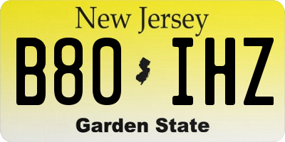 NJ license plate B80IHZ