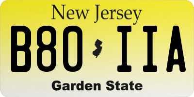 NJ license plate B80IIA