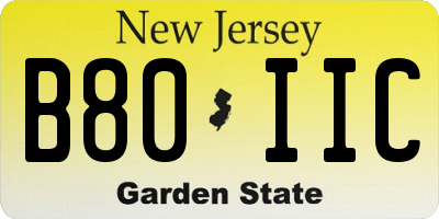 NJ license plate B80IIC