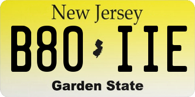 NJ license plate B80IIE