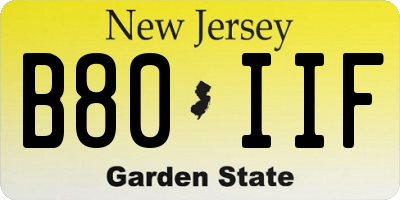 NJ license plate B80IIF