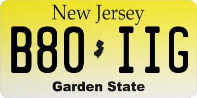 NJ license plate B80IIG