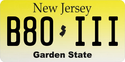 NJ license plate B80III