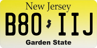 NJ license plate B80IIJ