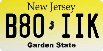 NJ license plate B80IIK