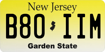 NJ license plate B80IIM
