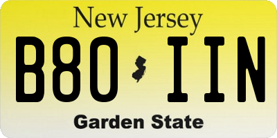 NJ license plate B80IIN