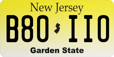 NJ license plate B80IIO