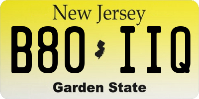 NJ license plate B80IIQ