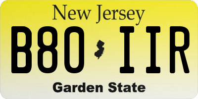 NJ license plate B80IIR