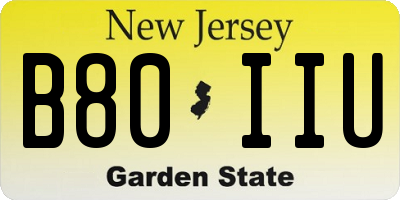 NJ license plate B80IIU