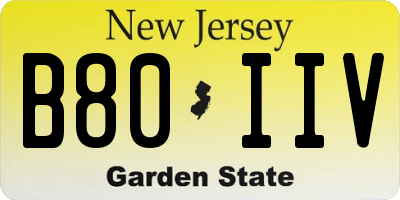 NJ license plate B80IIV