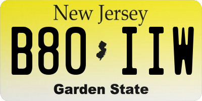 NJ license plate B80IIW