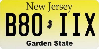 NJ license plate B80IIX