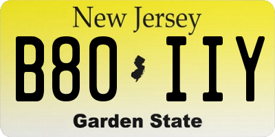 NJ license plate B80IIY