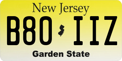 NJ license plate B80IIZ