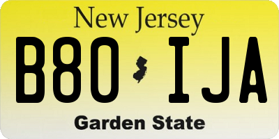 NJ license plate B80IJA