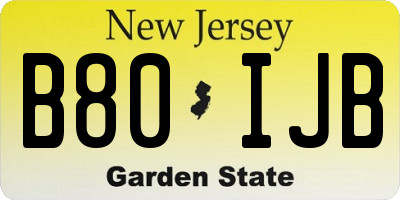 NJ license plate B80IJB