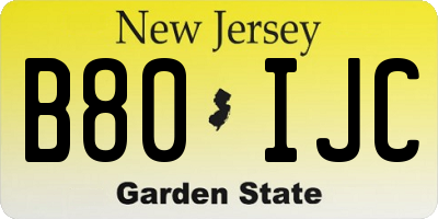 NJ license plate B80IJC