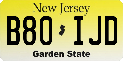 NJ license plate B80IJD
