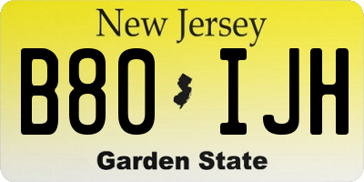 NJ license plate B80IJH