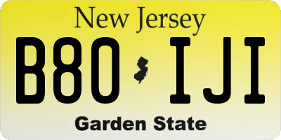 NJ license plate B80IJI