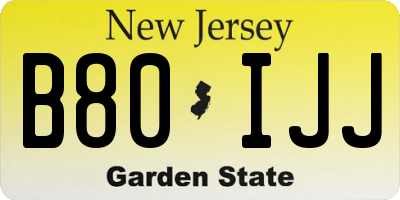 NJ license plate B80IJJ