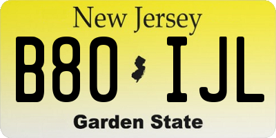 NJ license plate B80IJL