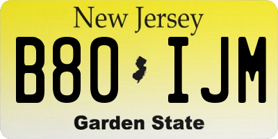 NJ license plate B80IJM