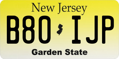 NJ license plate B80IJP