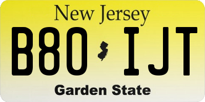 NJ license plate B80IJT