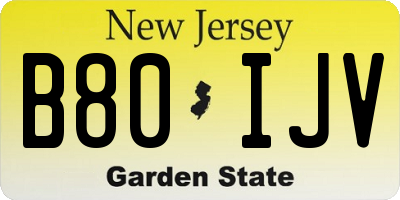 NJ license plate B80IJV