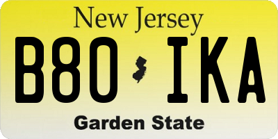 NJ license plate B80IKA