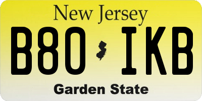 NJ license plate B80IKB
