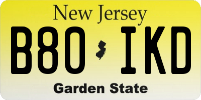 NJ license plate B80IKD