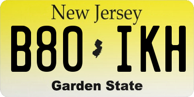 NJ license plate B80IKH