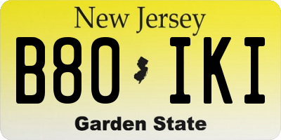 NJ license plate B80IKI